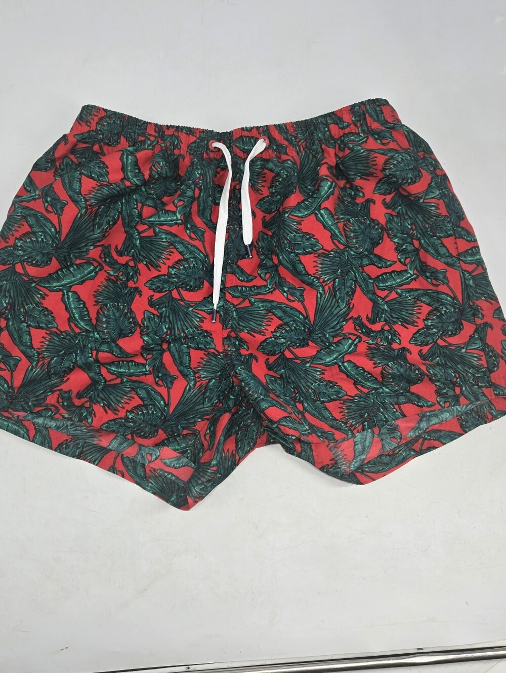 Undiz Red & Green Tropical Print Swim Shorts M